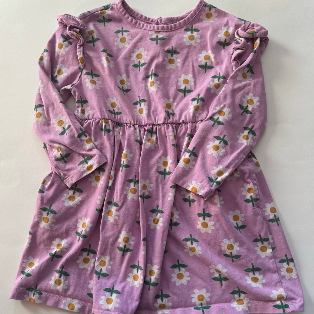Hanna Andersson long sleeve ruffle play dress lavender daisy print